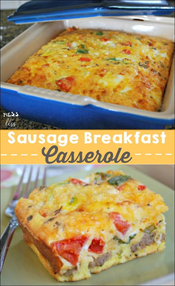 This Sausage Breakfast Casserole can be made the night before and cooked in the morning. This is the perfect holiday or weekend meal. SO good! #AD #QuickerPickerUpper 