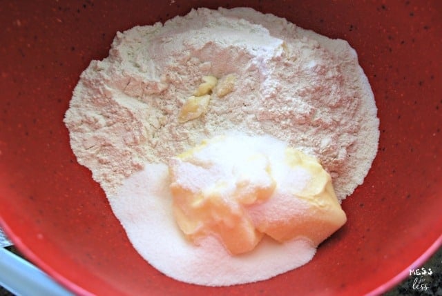 flour butter and sugar in bowl