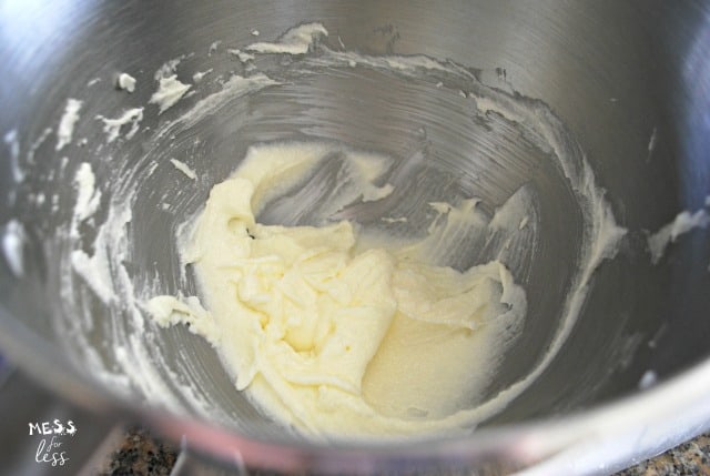 flour and sugar in stand mixer