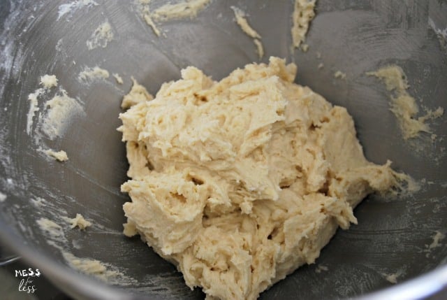 lemon cookie dough in stand mixer