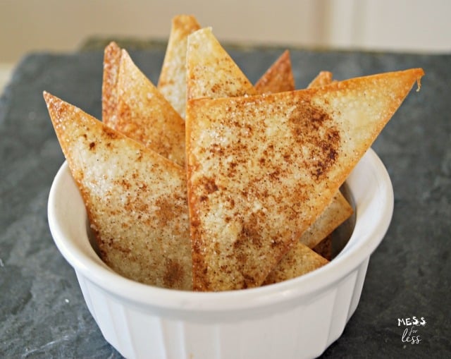 Cinnamon Sugar Wonton Crisps in bowl