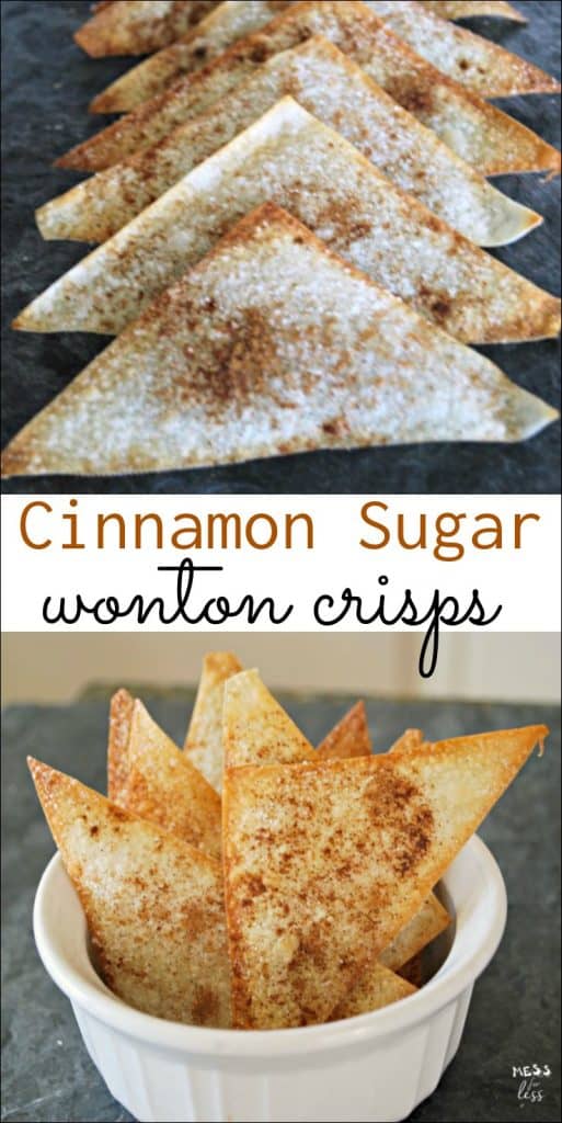 These Cinnamon Sugar Wonton Crisps are the easiest snack you can make. If you are looking for a sweet, crunchy treat, look no further. This can easily be modified to be Weight Watchers and SmartPoints friendly.