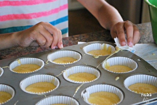 cupcake batter in pan