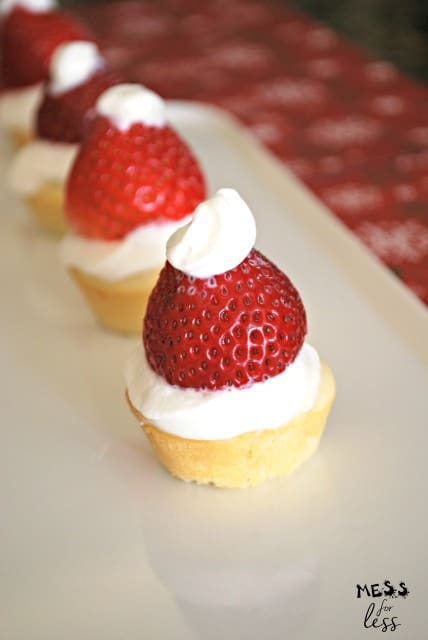 Santa Hat cupcakes on plate