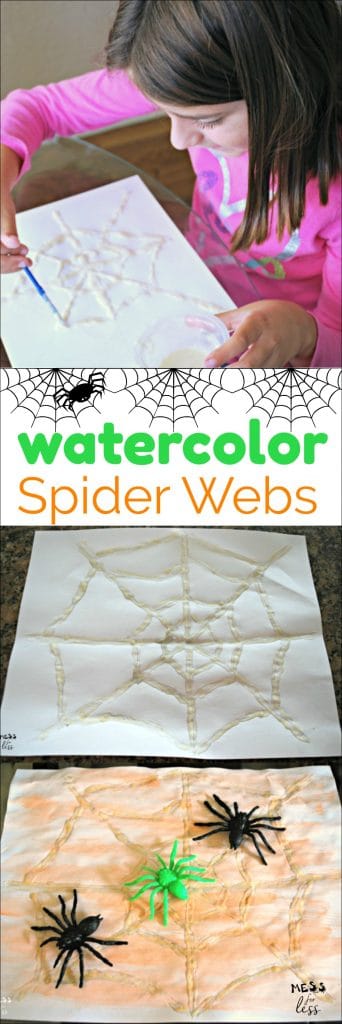 These watercolor spider webs are easy to make with homemade glue and watercolor paint!