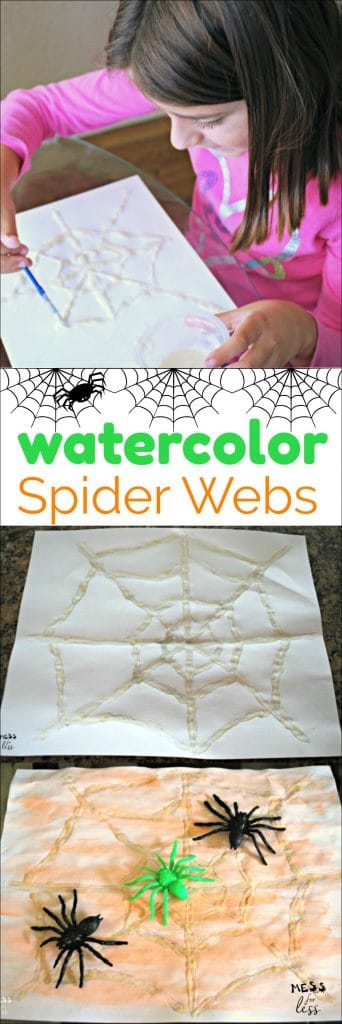 These watercolor spider webs are easy to make with homemade glue and watercolor paint! 