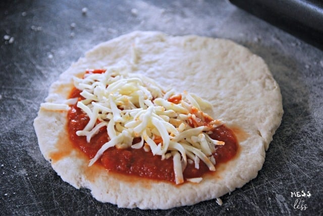 2 Ingredient Dough with sauce and mozzarella