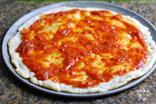 2 Ingredient Pizza Dough with sauce