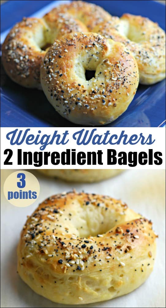 weight watchers bagels with everything seasoning on a blue plate