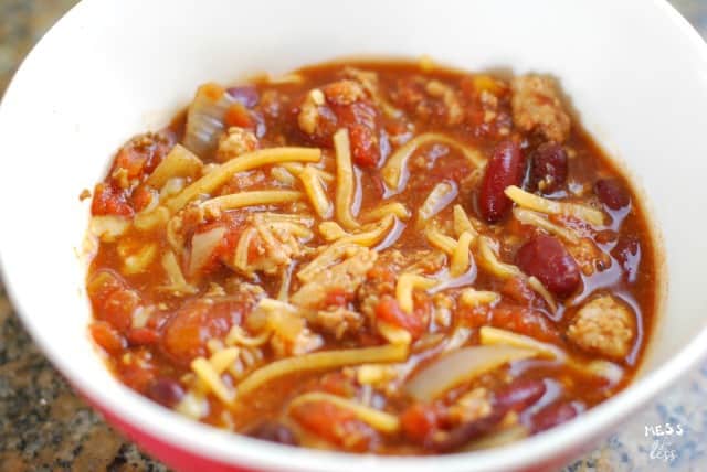 chili in a bowl from 0 point chili in the crock pot recipe