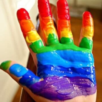 rainbow painted handprint
