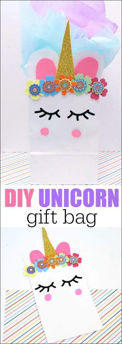 Learn How to Make a Unicorn Gift Bag for a kids birthday party. These can be used as favor bags or a traditional gift bag for the unicorn lover in your life.