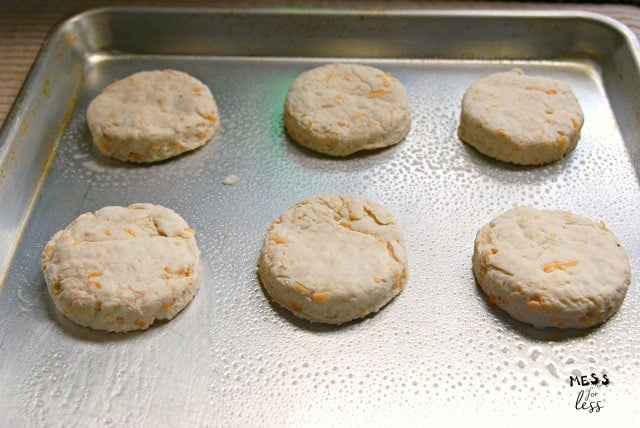 Cheesy Biscuits with Two Ingredient Dough on a  baking sheet