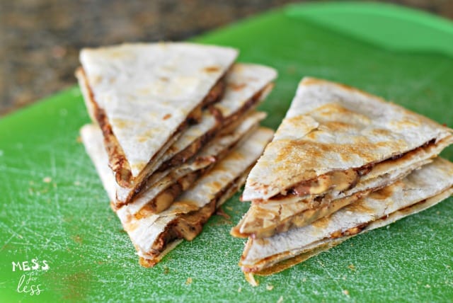 peanut butter quesadilla with chocolate