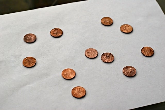 pennies on paper