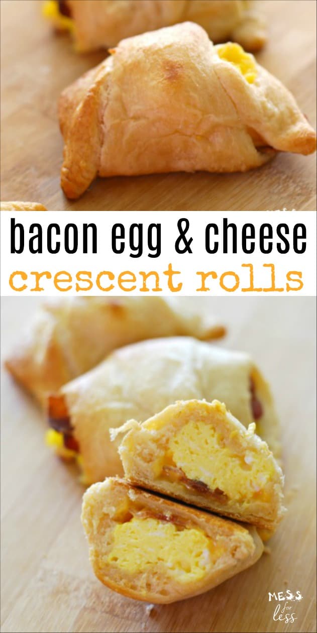 You will love this Bacon, Egg and Cheese Crescent Roll Breakfast! It is ready in just 30 minutes and combines the yummy goodness of flaky crescent rolls with bacon and eggs and cheese.