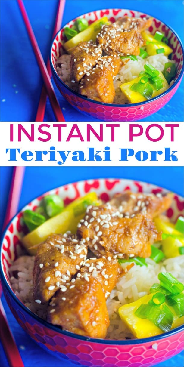 This instant pot recipe for teriyaki pork is a crowd pleaser sure to rival any take out meal. Serve over rice for an easy meal the whole family will enjoy. #instantpot #pressurecooker #teriyakipork