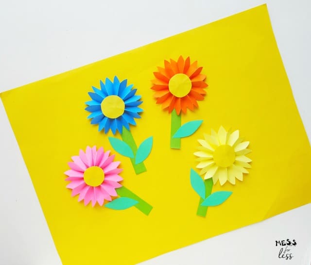  paper flowers on yellow paper