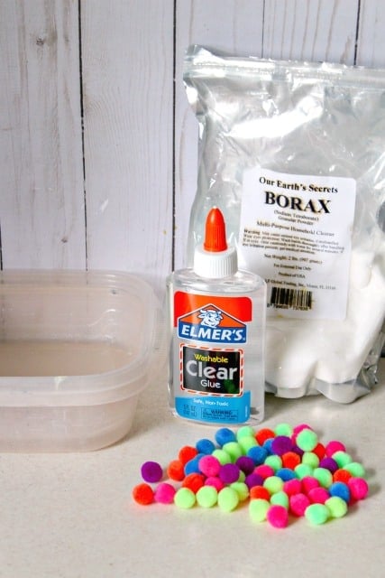 ingredients to make pom pom slime