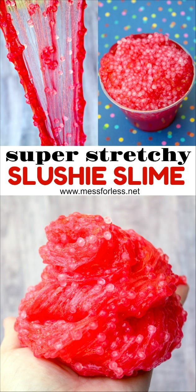 Are your kids obsessed with slime? Playing with slime is a great sensory activity for kids. This Slushie Slime Recipe brings to mind a favorite frosty treat. This however is NOT edible, but it is lots of fun! #slimerecipe #slime #homemadeslime