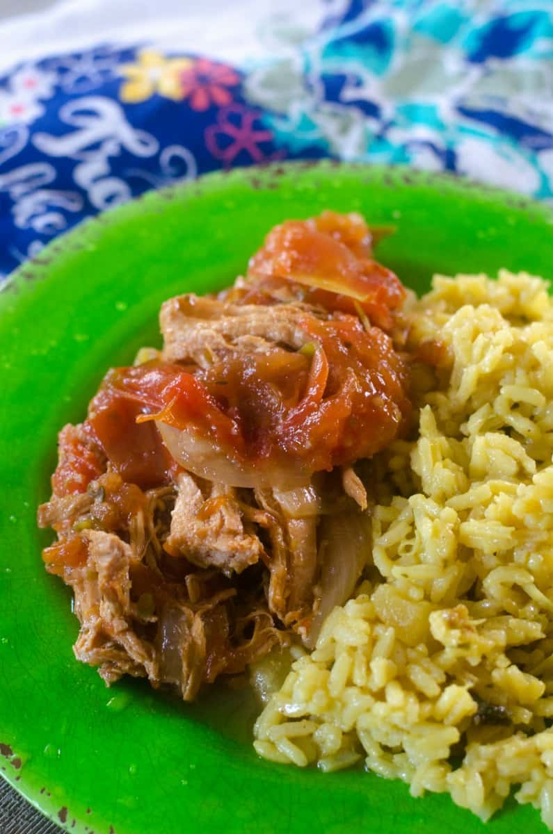 Caribbean Chicken on a green plate