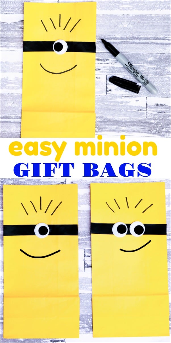 These easy Minion gift bags are perfect for your next Minion party. They are simple to make and would make the best goody bags ever!