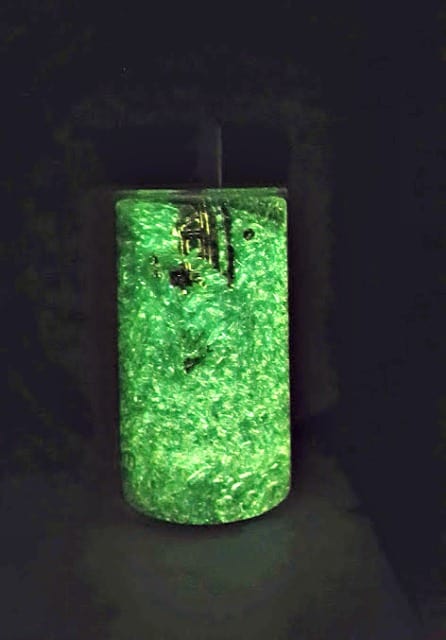 glowing sensory bottle with rice