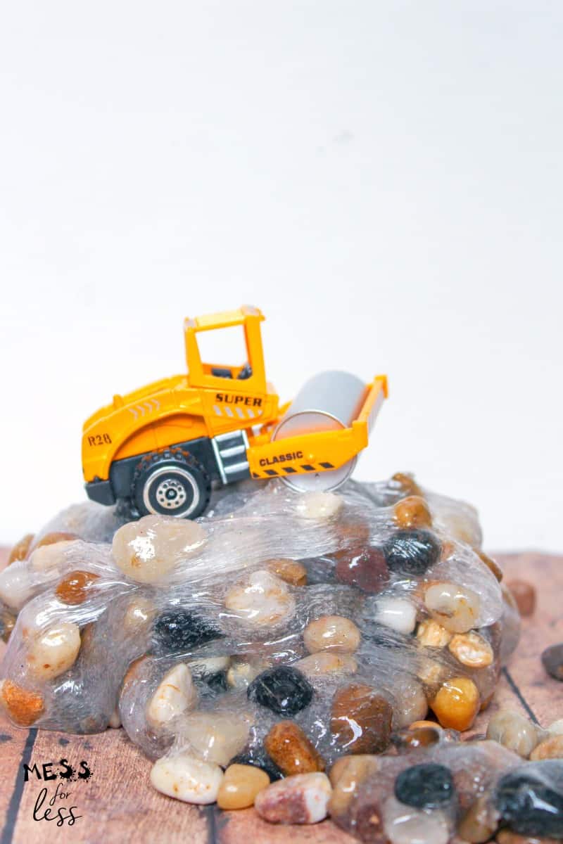 toy truck on top of rock slime