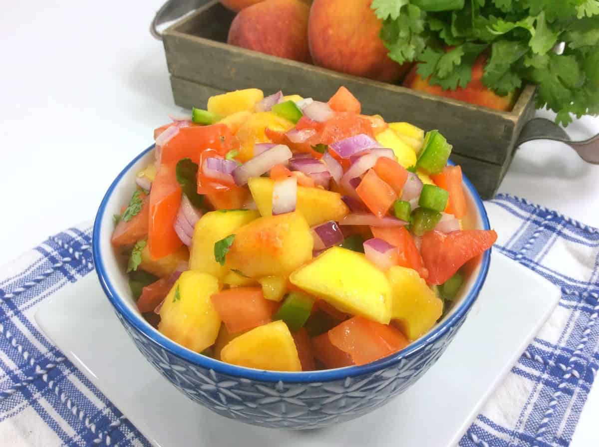 peach salsa in bowl