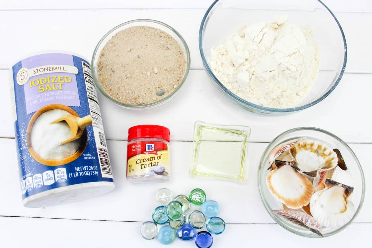 ingredients for sand playdough recipe