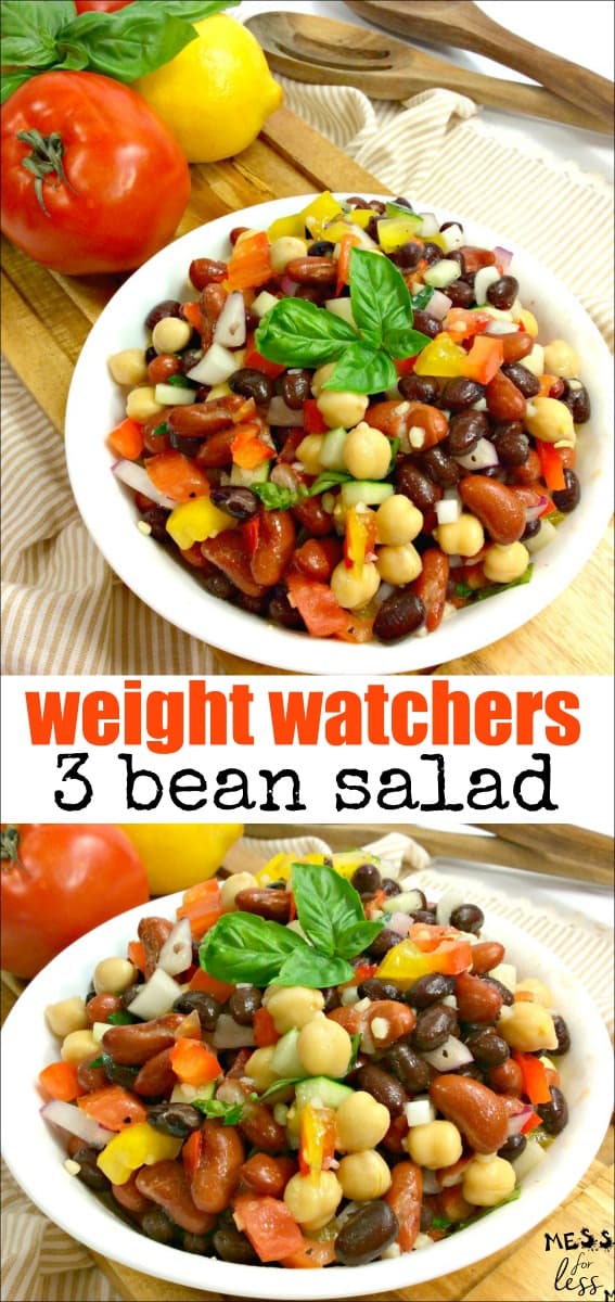 This Weight Watchers 3 Bean Salad Recipe is super easy to make and so tasty! At just 3 points per generous serving, it is the perfect side dish. 