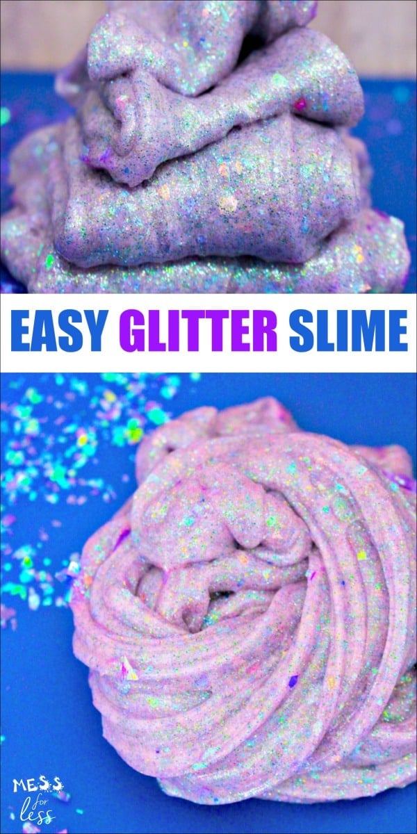 How to make glitter slime - this easy glitter slime is so sparkly and pretty! This slime recipe is on you must try! #slime #slimerecipe