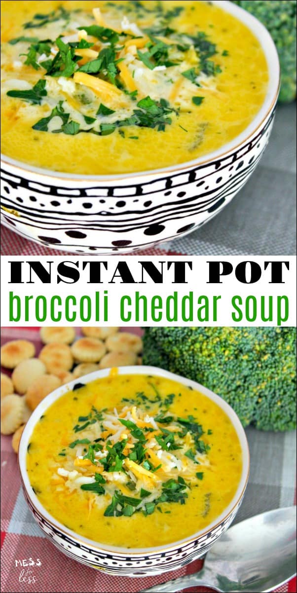 This Instant Pot Broccoli Cheddar Soup is perfect for a chilly fall evening. It takes no time to make is full of cheesy goodness! 