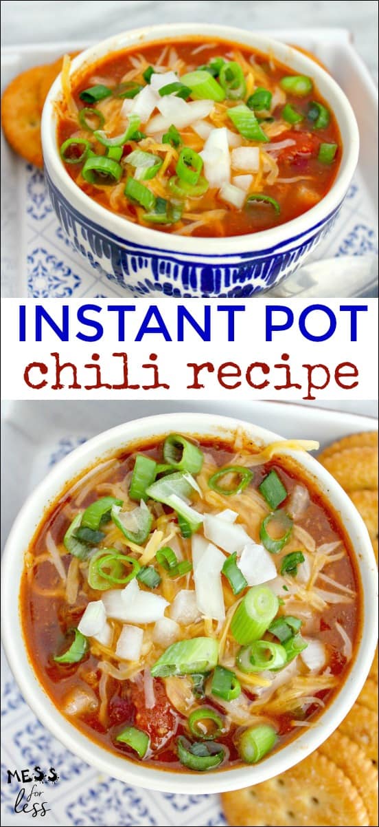 Chili is always a family favorite and it is so easy to make in the Instant Pot. This Instant Pot Chili Recipe is ready in a fraction of the time it takes to make traditional chili.