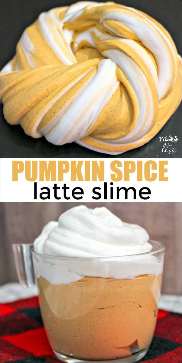  If you love all things pumpkin this time of year, you will flip for this Pumpkin Spice Latte Slime. It smells just like your favorite drink, though of course it isn't edible. This borax free slime recipe will put you and your kids in a fall mood! #slime #slimerecipes