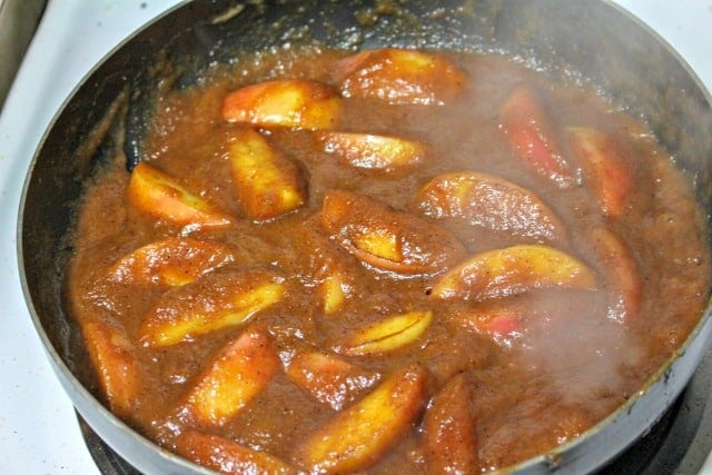 cooking apple butter pork chops in skillet