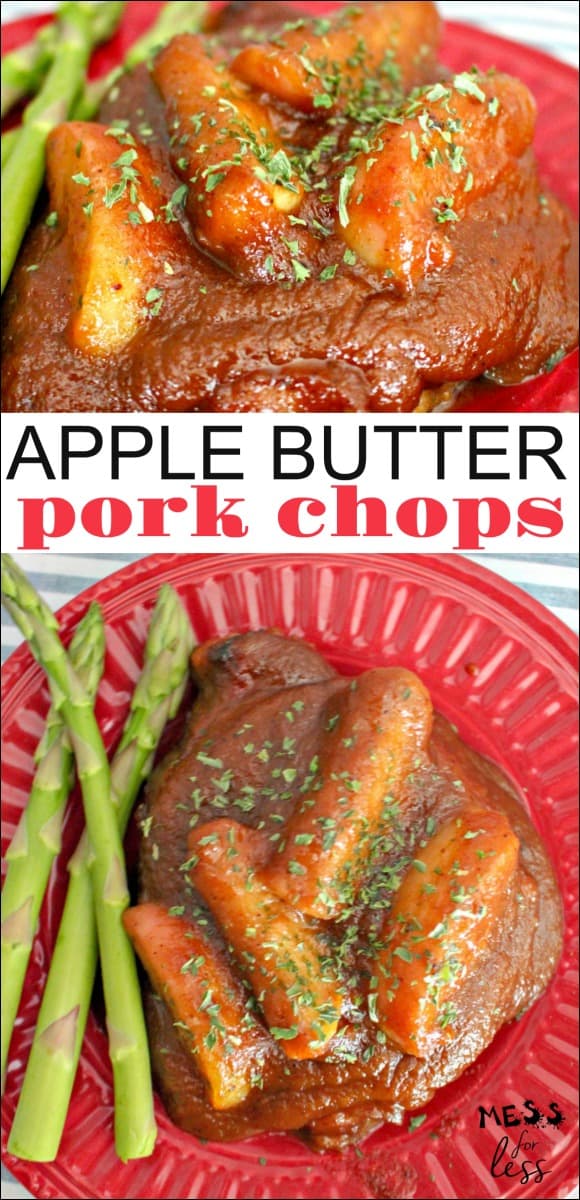 This Apple Butter Pork Chop Recipe brings favorite fall flavors to life and smells divine when cooking. Plus it is super simple it is to make. 