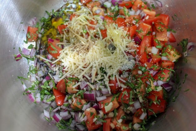 making bruschetta