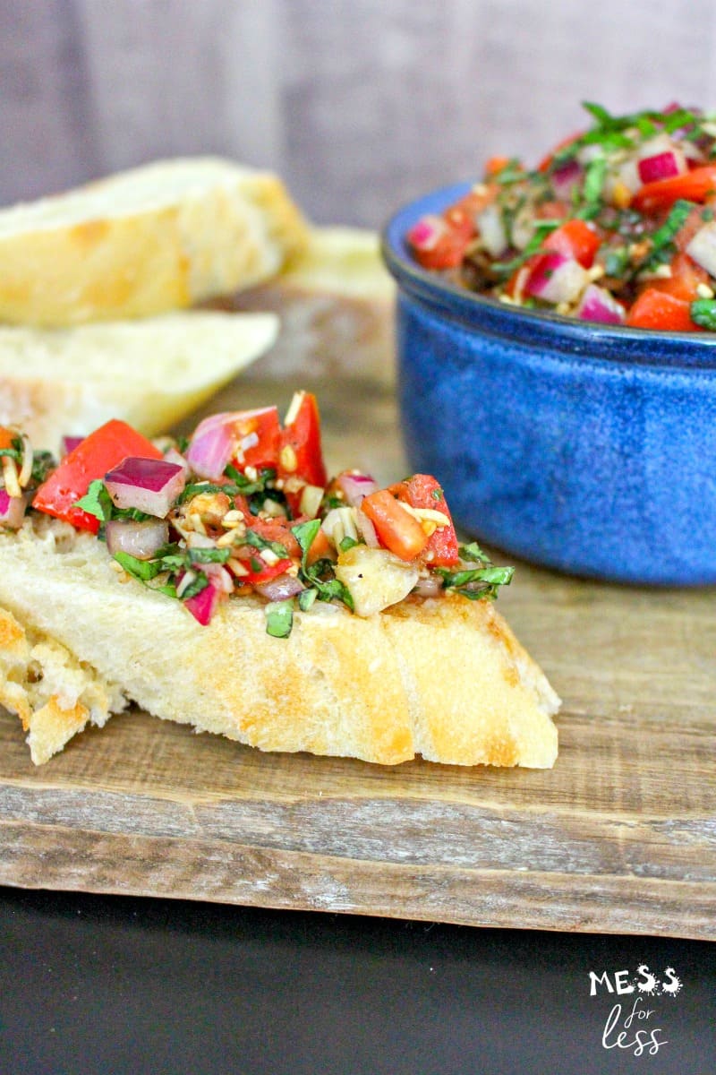 bread with bruschetta on it