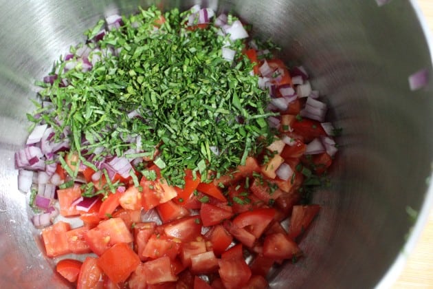 chopped tomato, basil, garlic and onion