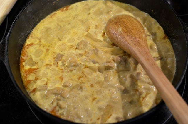 coconut curry chicken in a pan