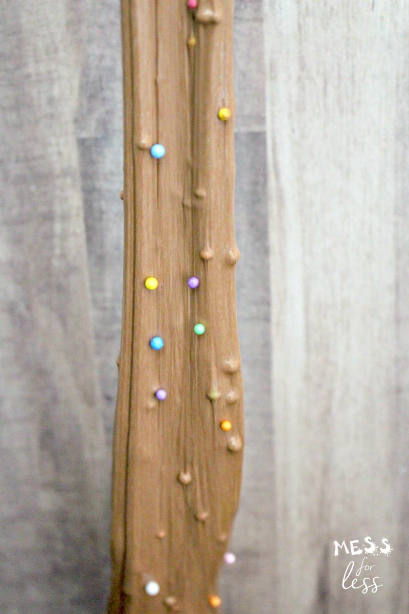 chocolate slime with colorful beads