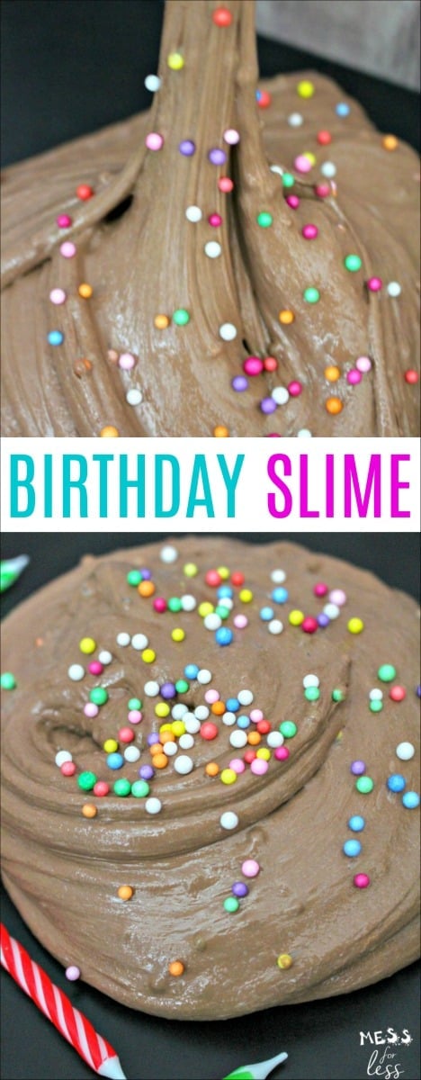 Chocolate Birthday Cake Slime is one of our favorites. It smells like chocolate birthday cake and while it is not edible, it is fun to play with. 
