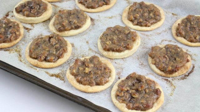 pecan pie crust cookies on a cookie sheet