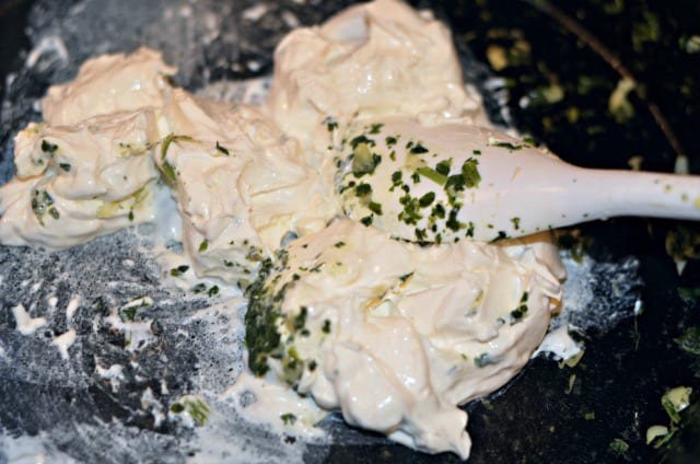 making spinach artichoke dip