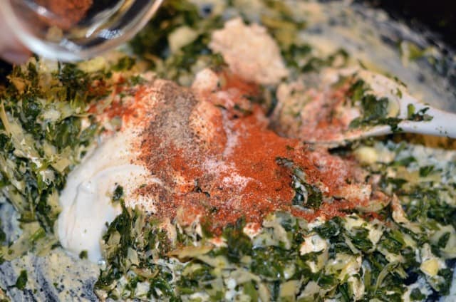 making spinach artichoke dip