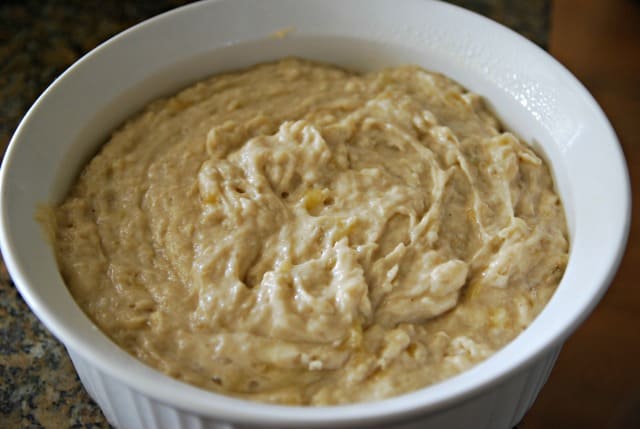 banana bread batter in a pan