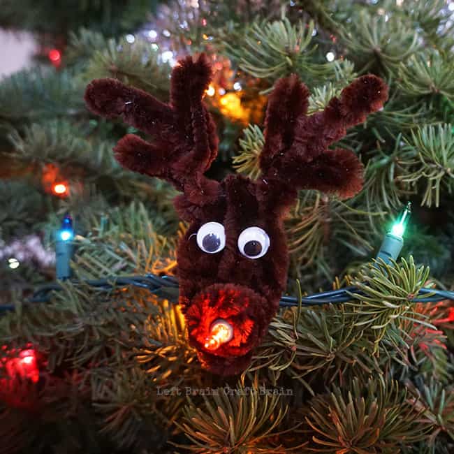 Super Easy Light Up Rudolph Ornament
