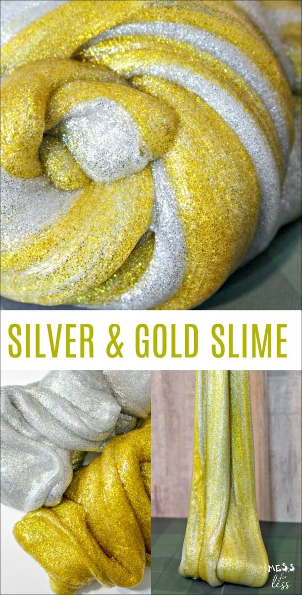 This Silver and Gold Slime Tutorial will teach you how to make the sparkliest slime around! It is super easy to make and your kids will love it! 