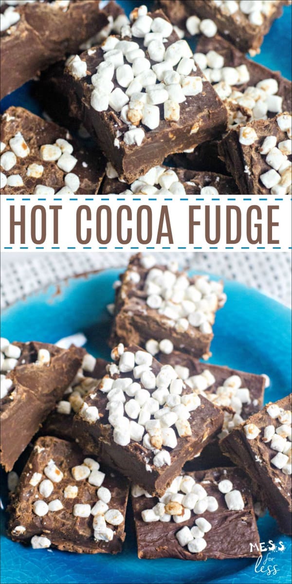 This Hot Cocoa Fudge Recipe is inspired by my favorite cold weather drink. It is packed with rich chocolate flavor and the marshmallows just take it over the top! #fudge #fudgerecipe 